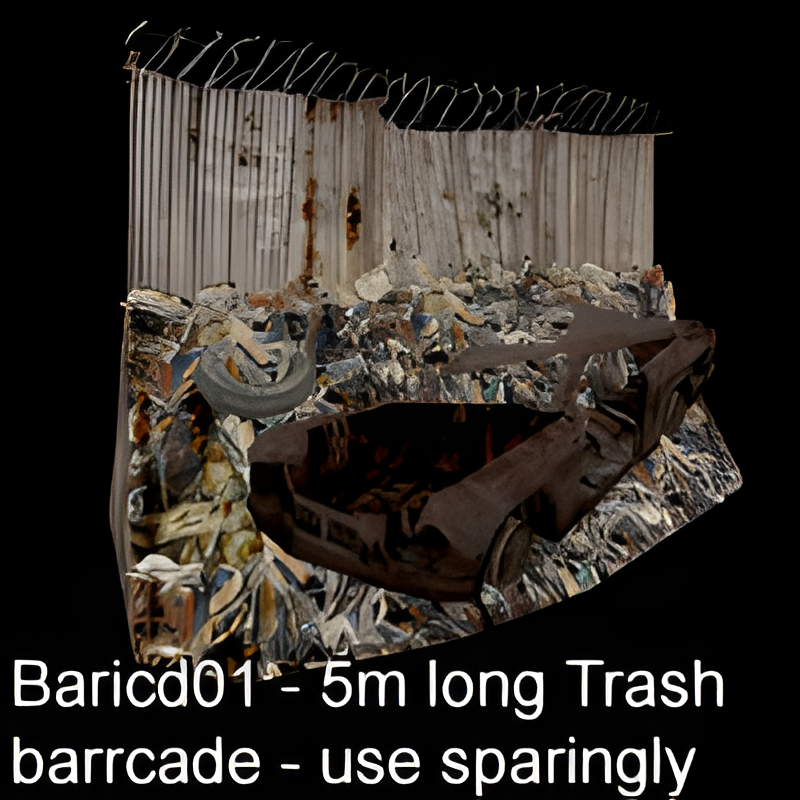 Baricade Made of Barbed wire, Debris, Carhusk (5m)