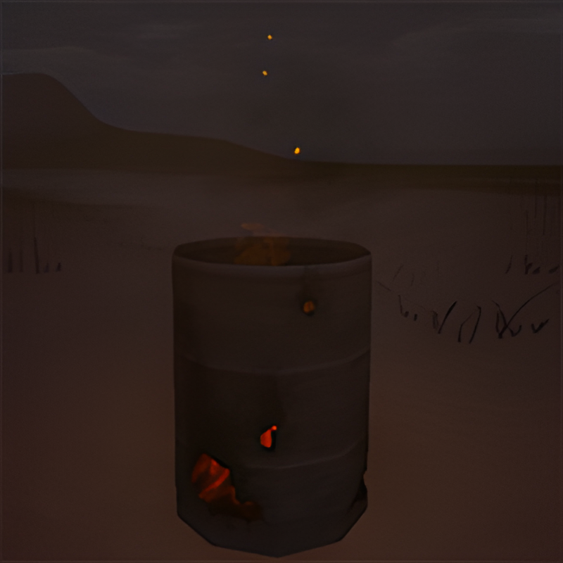Barrel w/ Holes, Small Bonfire (dynamic light)