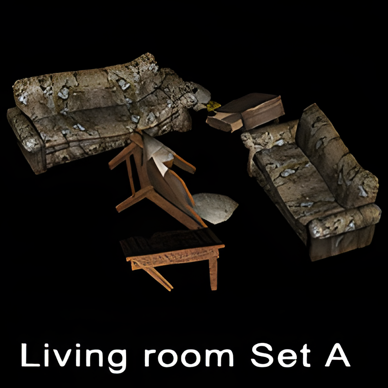 Two Couches w/ Broken Coffee Table