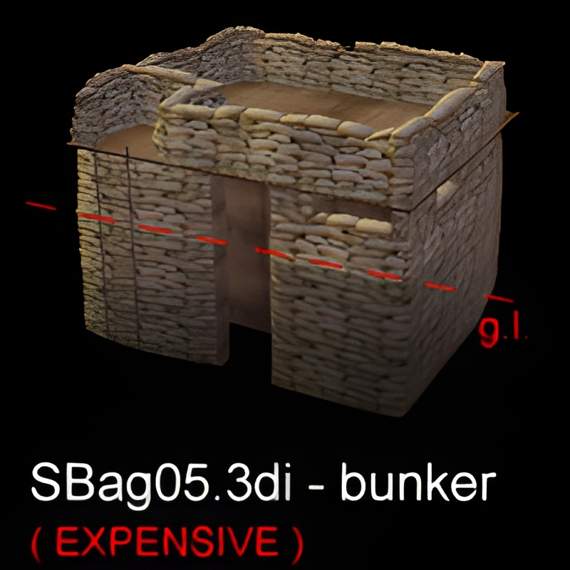 Sandbag Wall #5 (5m bunker - w/ roof)