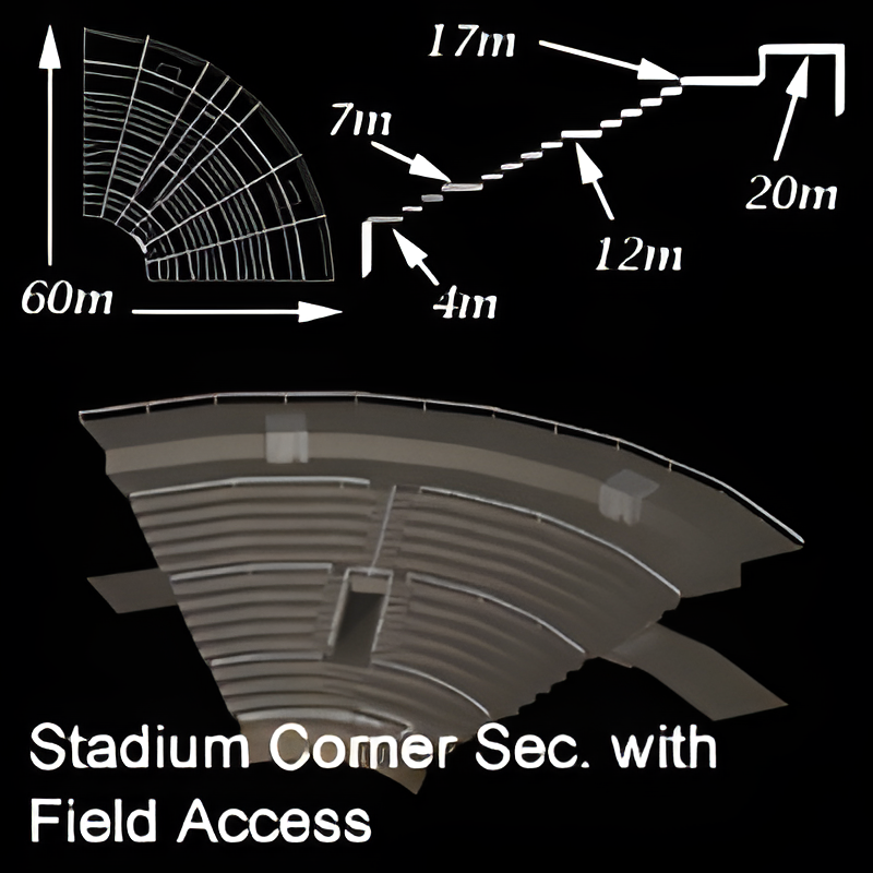 Stadium Corner Piece (One Entrance, Field Access Stairs)