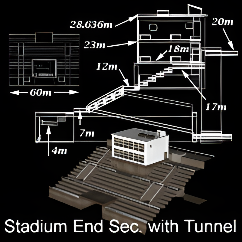 Stadium End Piece (Three Entrances, Field Access Tunnel)