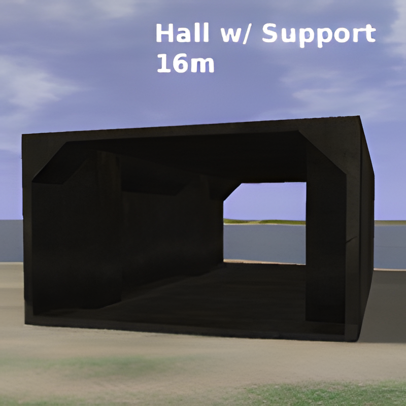 Underground Bunker Hall w/ supports (16m)