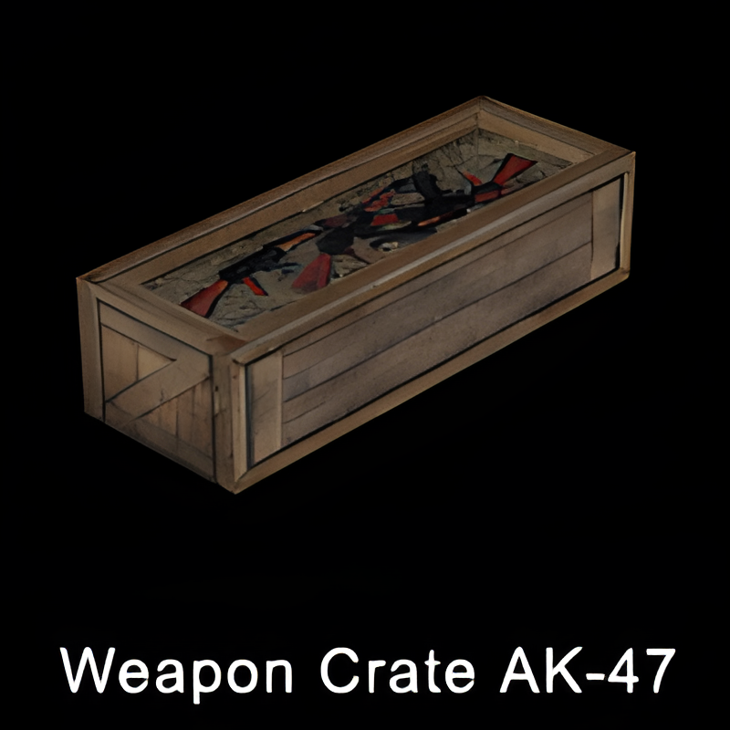 Wooden Weapons Crate w/ Open Lid (AK-47)