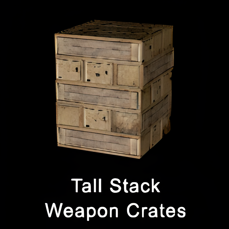 Stack of Multiple Wooden Weapons Crates 3x6 (closed lids - S&D)